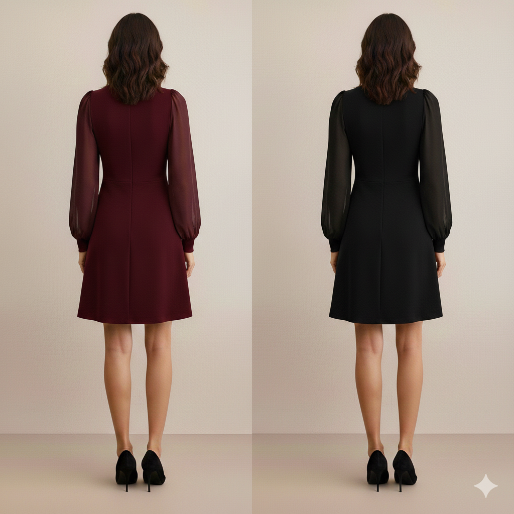 Eleanor Button-Down Lantern Sleeve Mini Dress