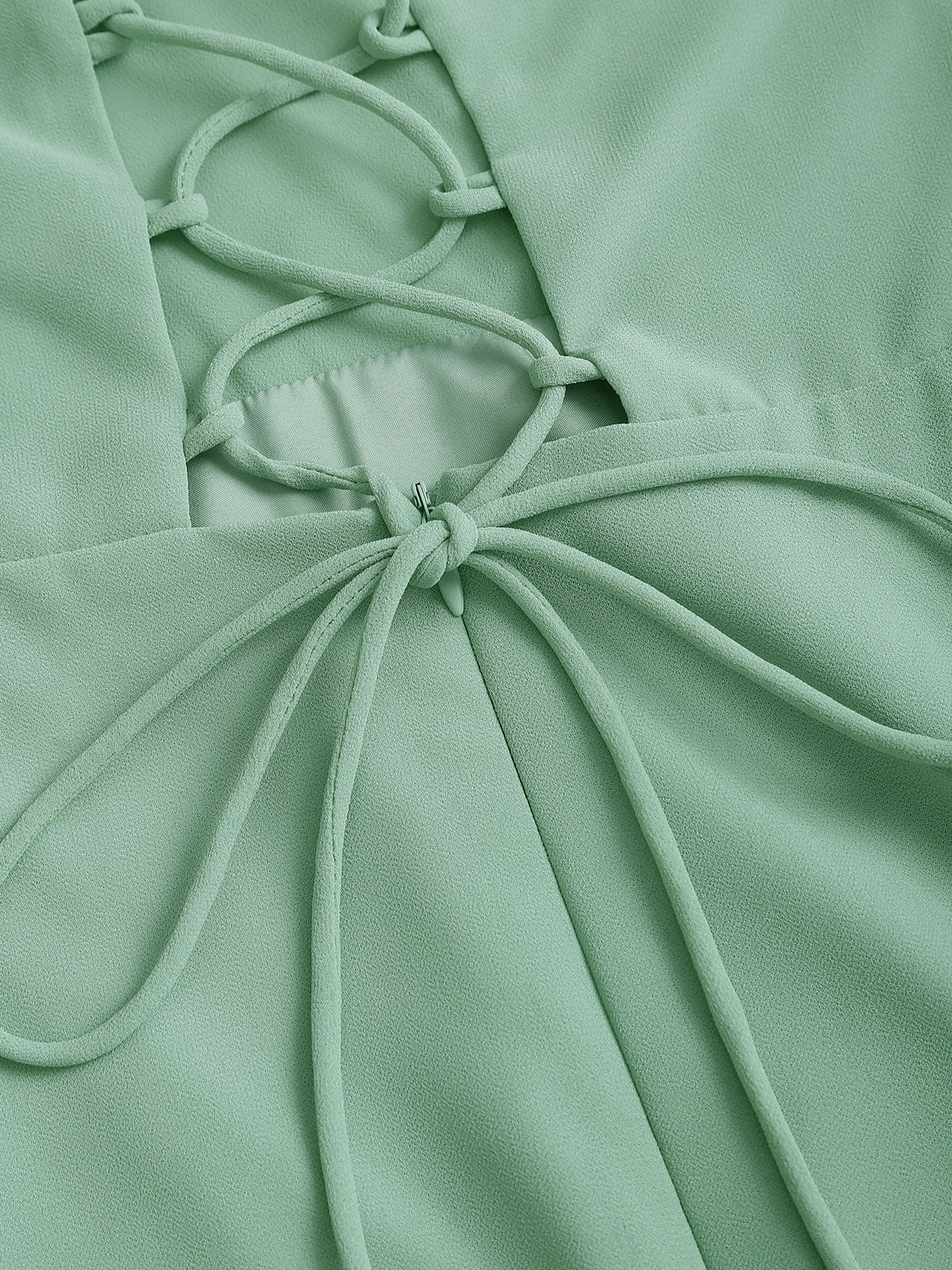 Green A-Line Backless Slip Maxi Dress