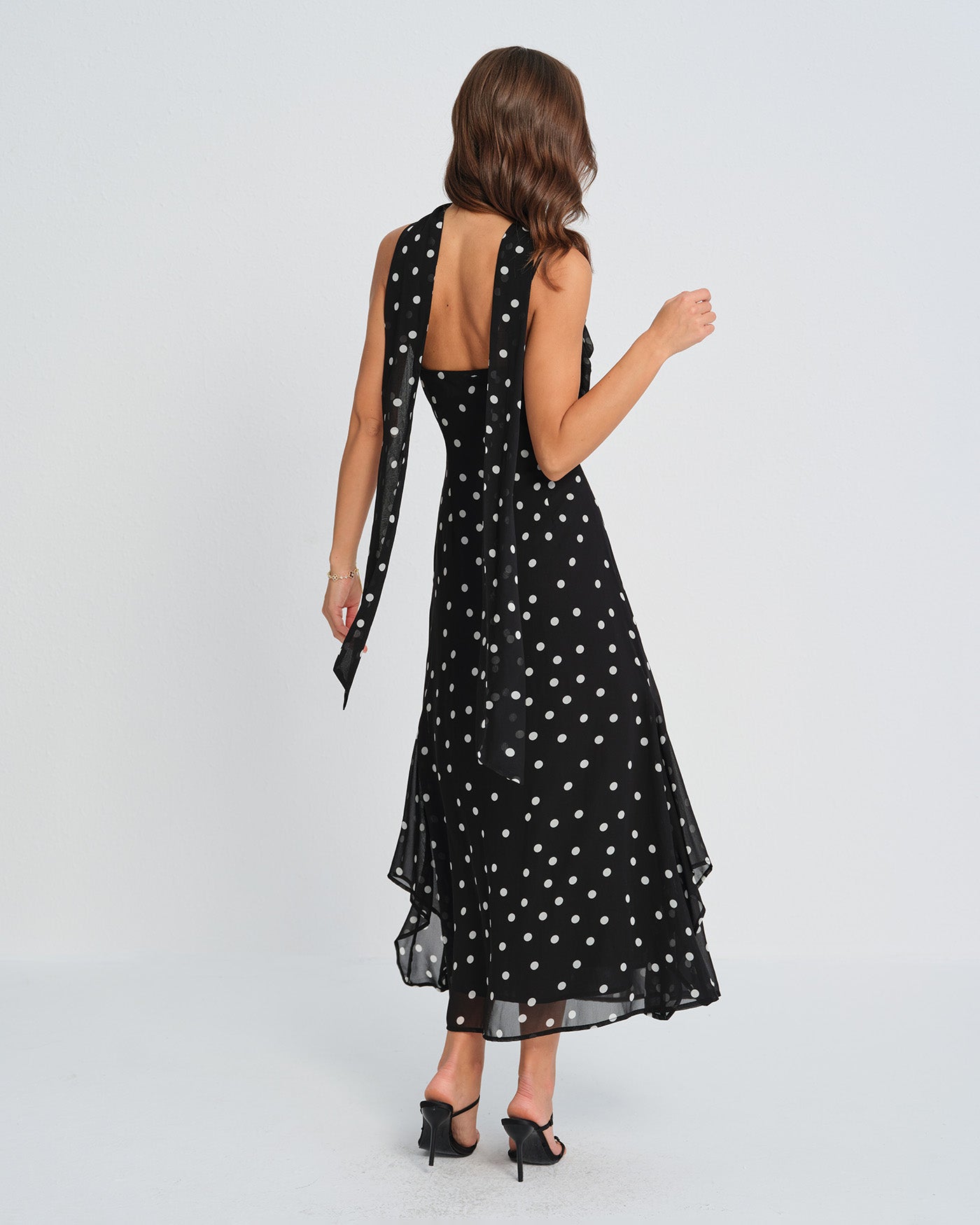Black Polka Dot Slip Maxi Dress