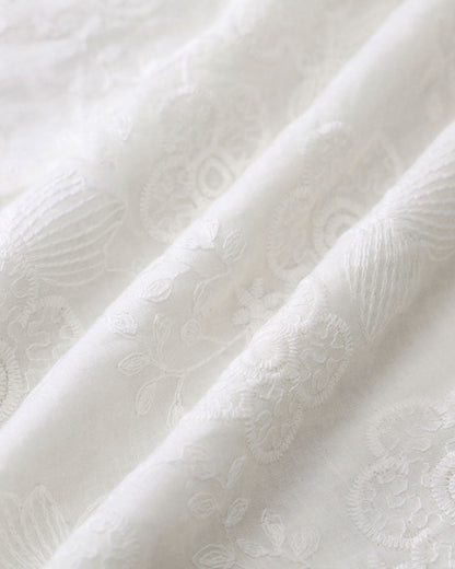 White Embroidery Halter Midi Dress