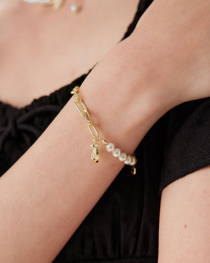 Gold Alloy Pearl Bracelet