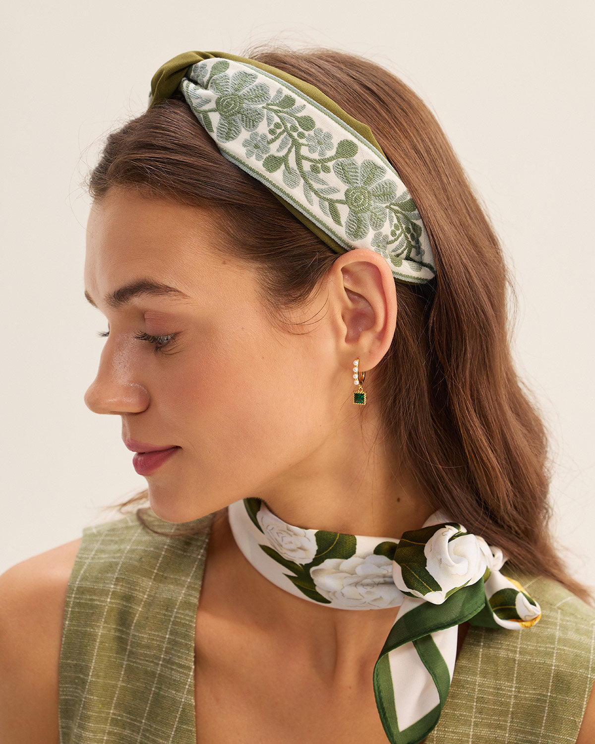 Green Women Floral Headband