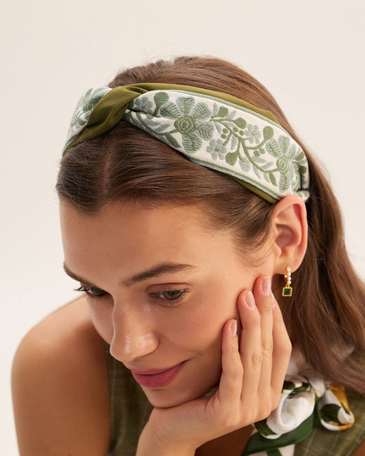 Green Women Floral Headband
