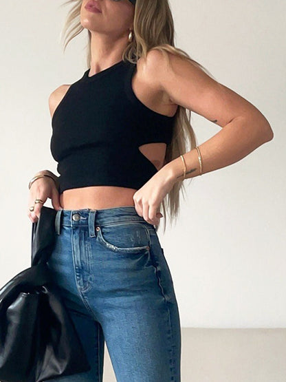 The Lennox Ribbed Racer Crop