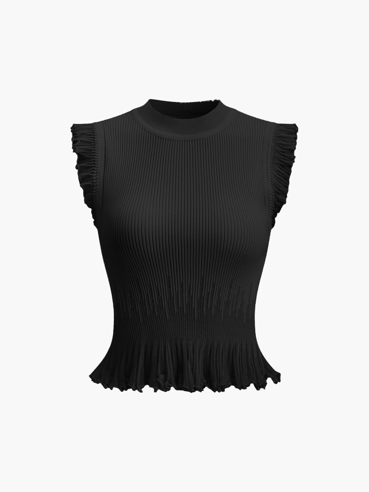 Ribbed Knit Ruffle Top