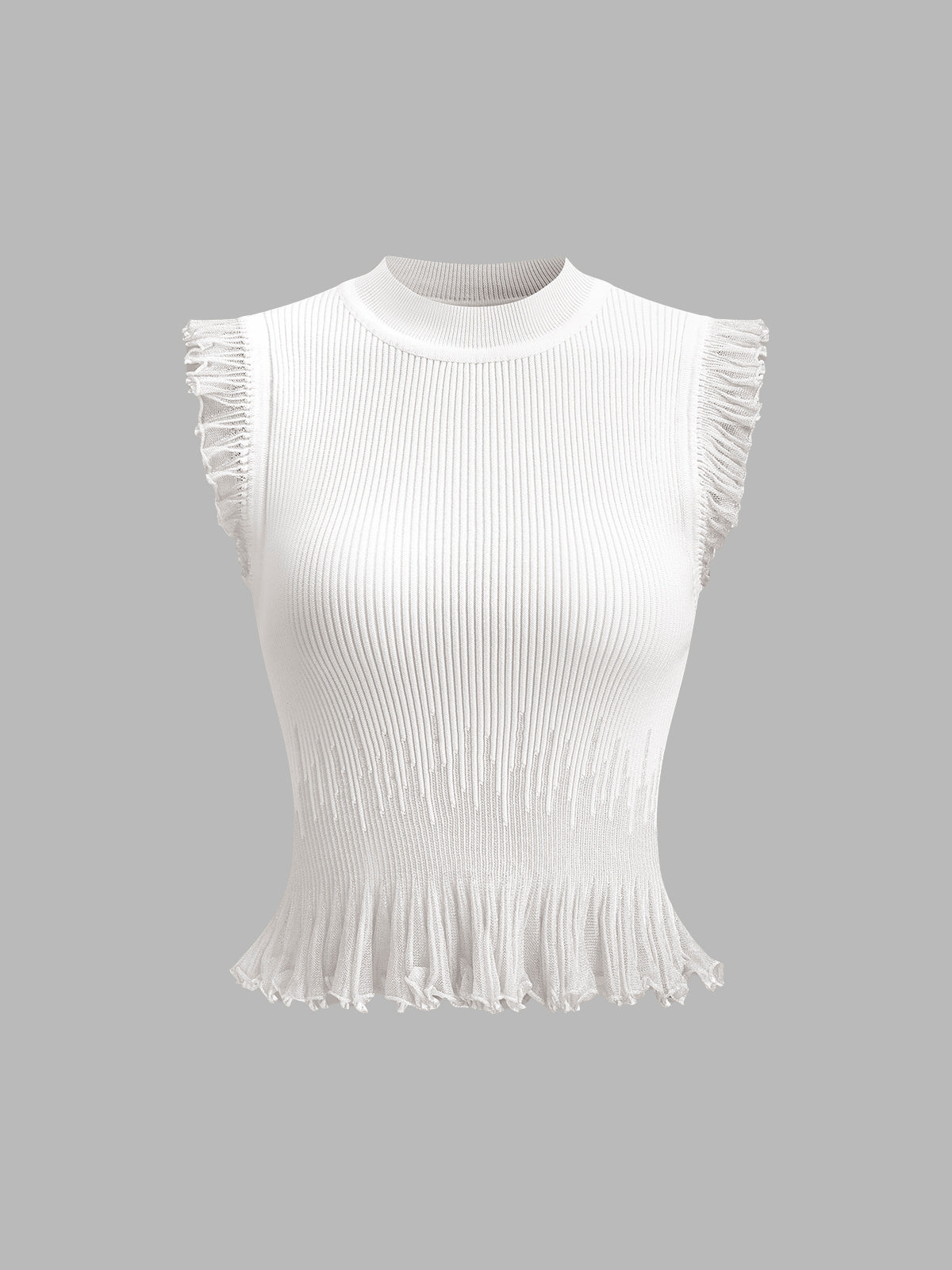 Ribbed Knit Ruffle Top