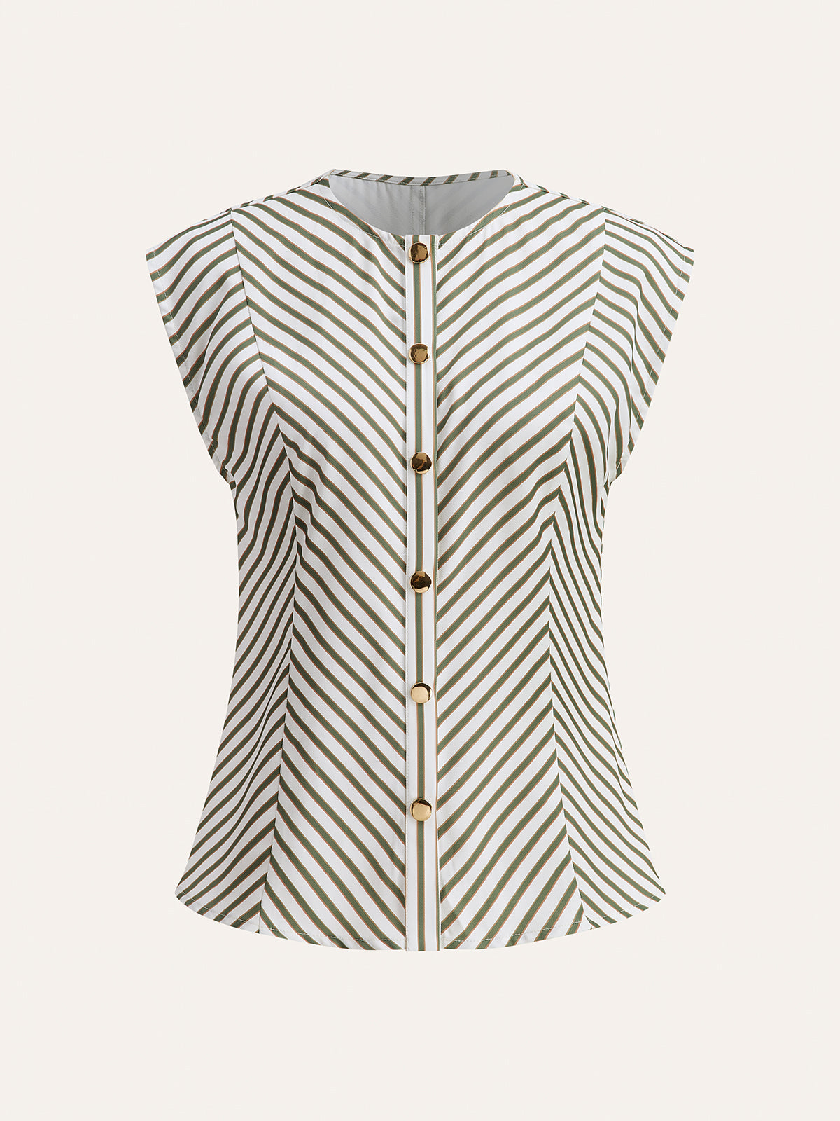 Striped Metal Round-Neck Shirt With Belt