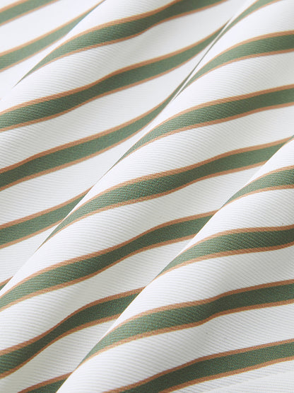 Striped Metal Round-Neck Shirt With Belt