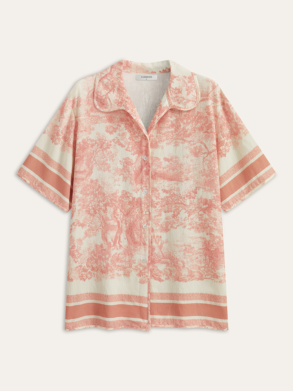 Printed Contrast Trim Shorts Set