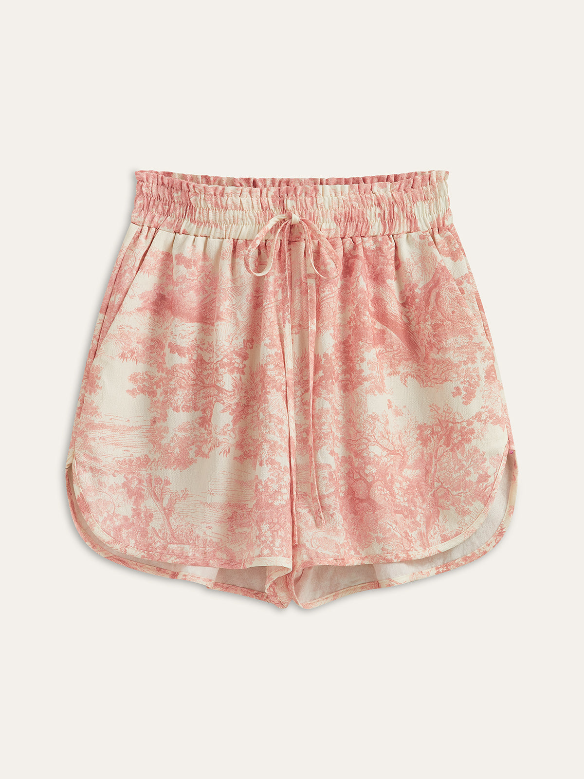 Printed Contrast Trim Shorts Set