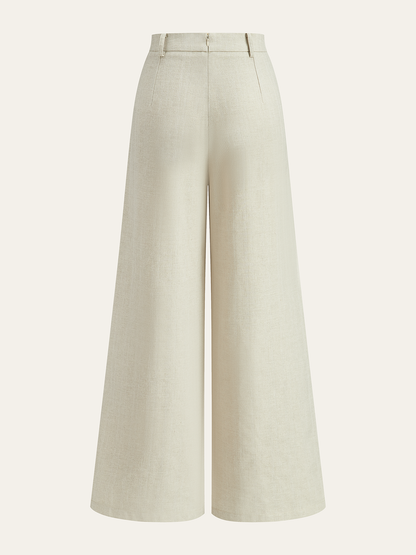 Linen Blend Wide-Leg Pants