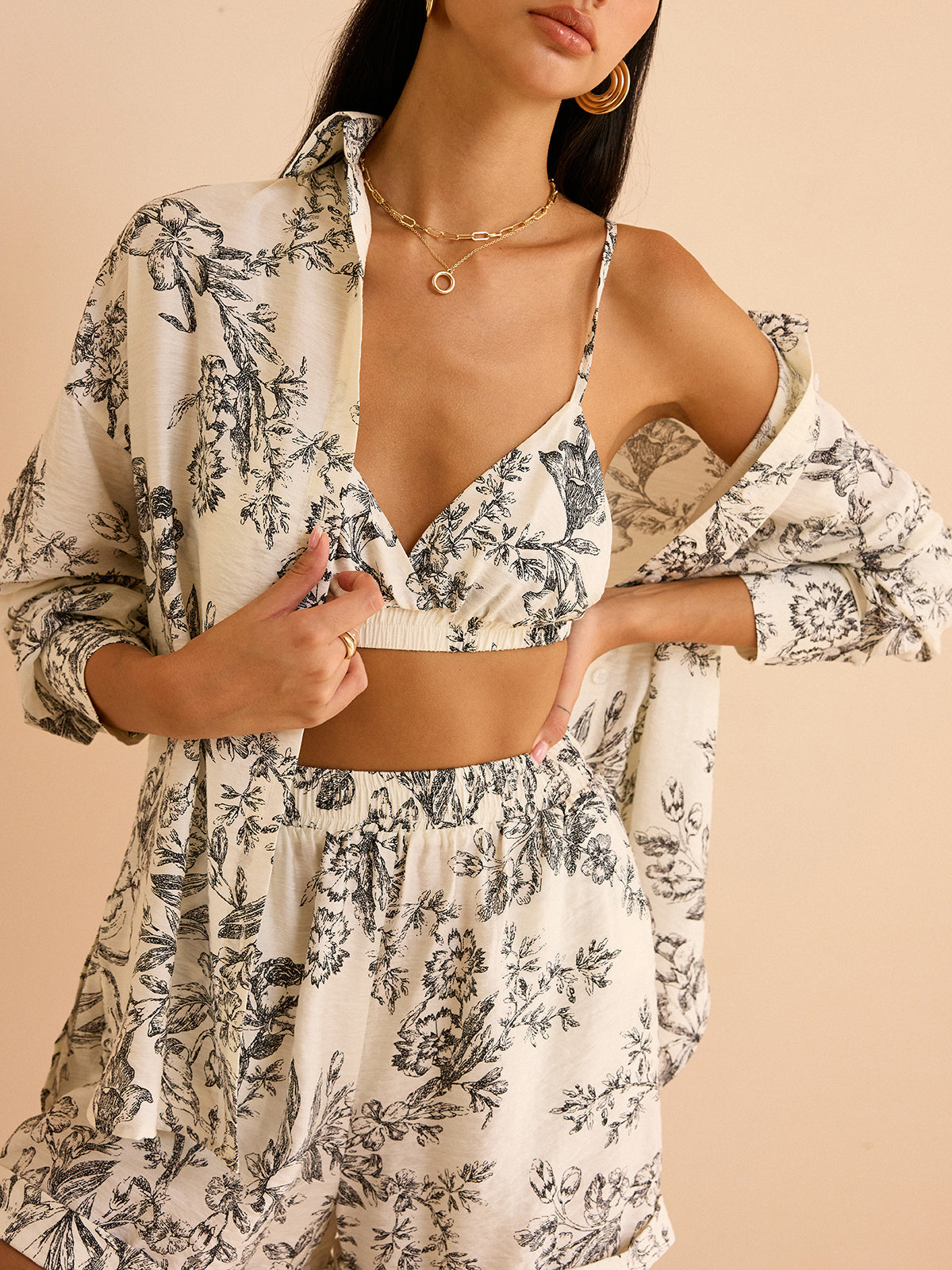 Floral Print Three-Piece Set