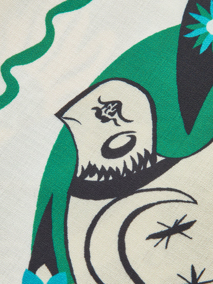 Graphic Print Crop Top With Wide-Leg Pants Set