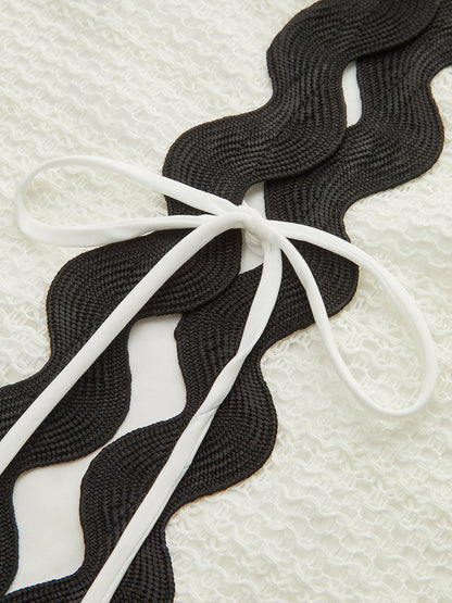 Contrast Trim V-Neck Shorts Set