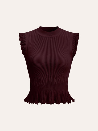 Ribbed Knit Ruffle Top