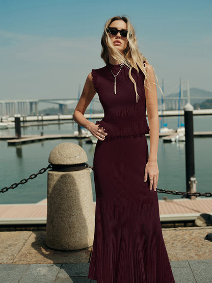 Ribbed Knit Ruffle Top