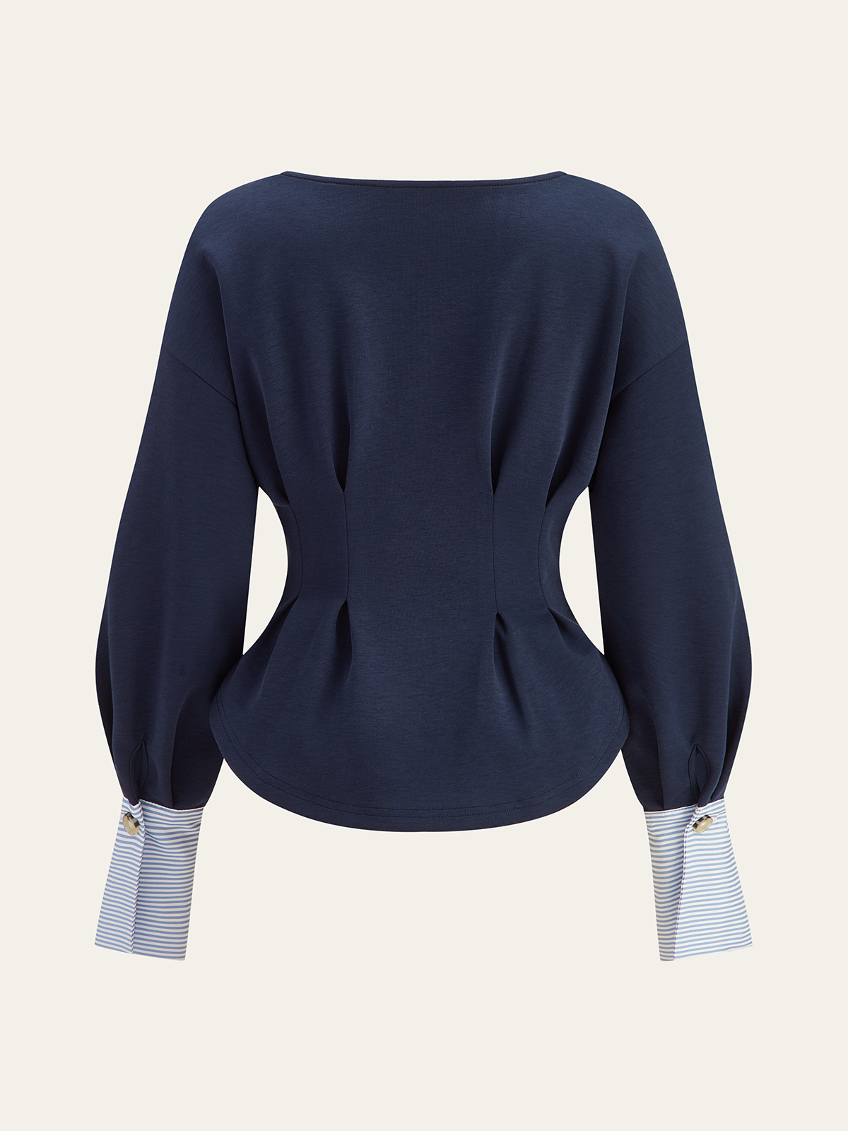 Round Neck Balloon Sleeve Peplum Sweatshirt