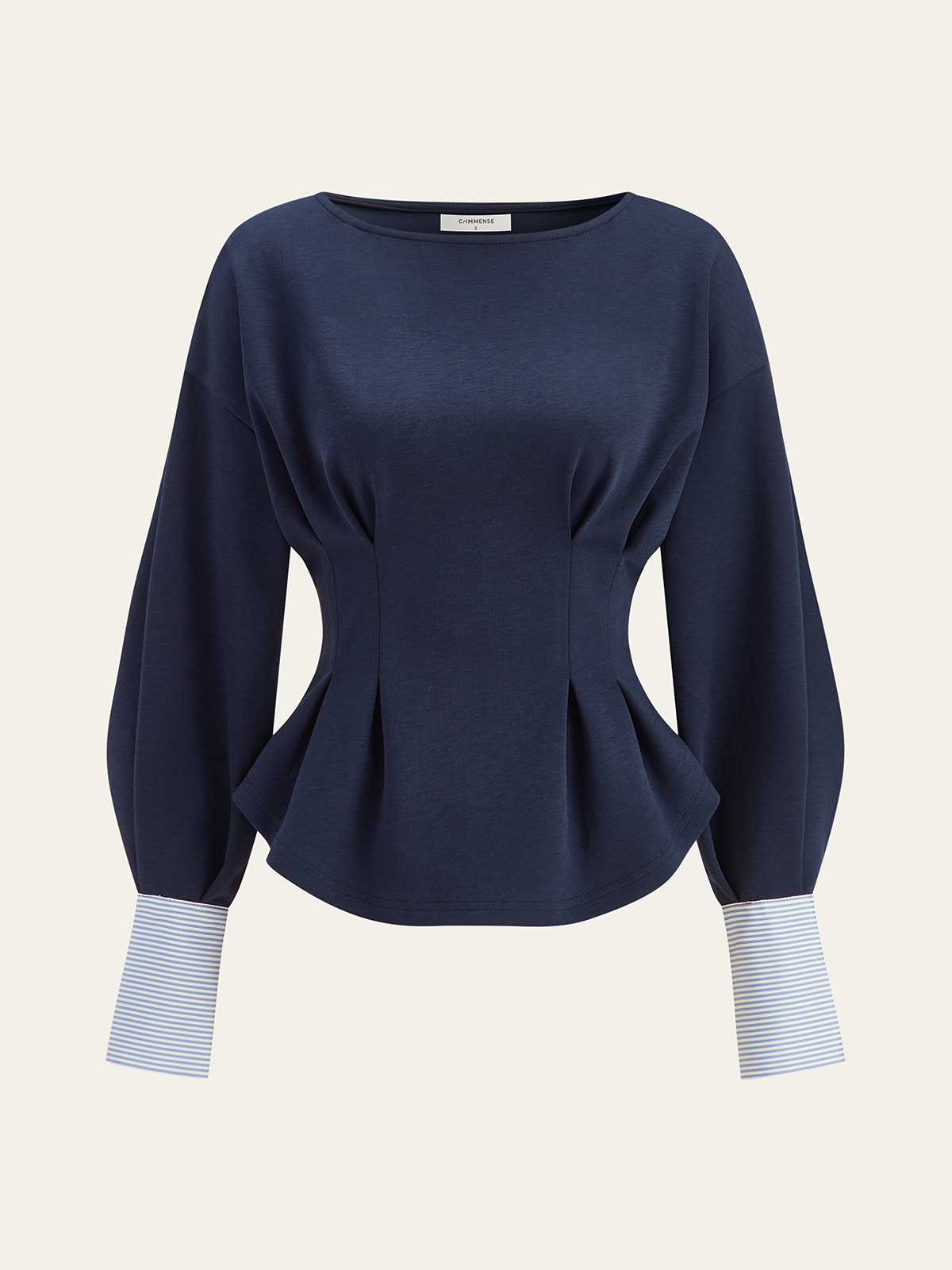 Round Neck Balloon Sleeve Peplum Sweatshirt