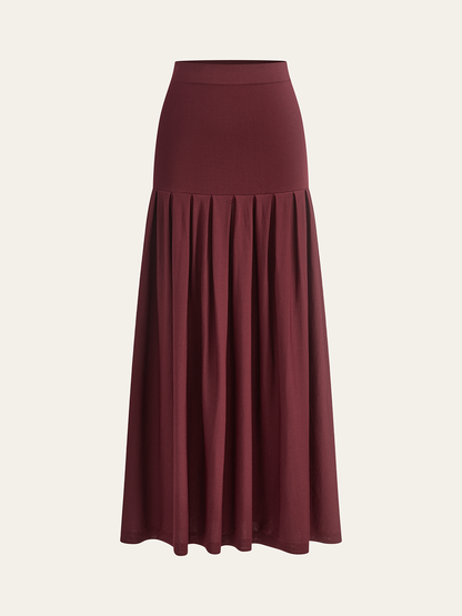 Mock Neck Sleeveless Top and Pleated Midi Skirt Set
