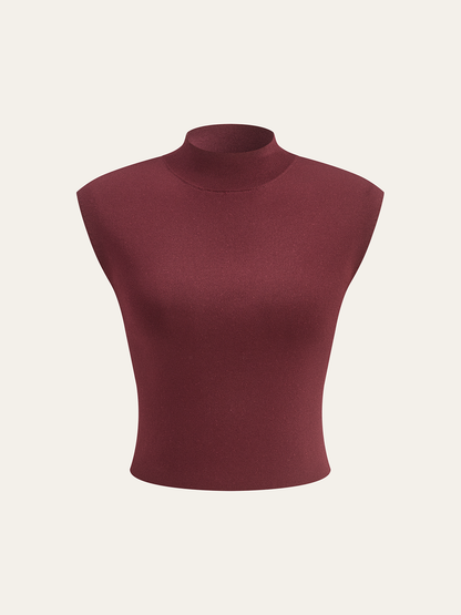 Mock Neck Sleeveless Top and Pleated Midi Skirt Set