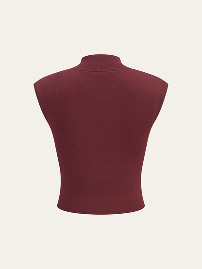 Mock Neck Sleeveless Top and Pleated Midi Skirt Set