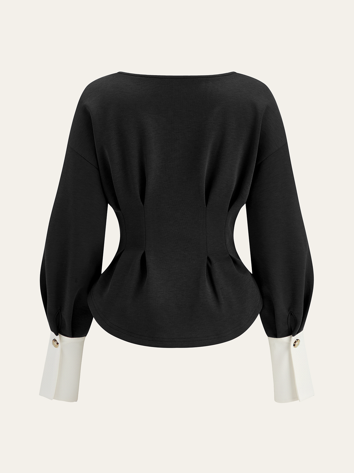 Round Neck Balloon Sleeve Peplum Sweatshirt