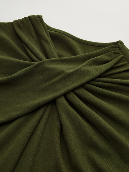 Twisted Front Detail Long Sleeve Knit Top