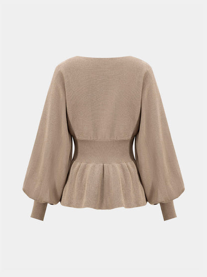 Knitted Peplum Top and Midi Skirt Set