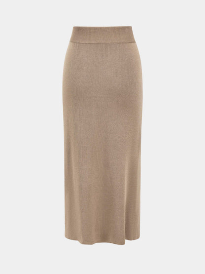 Knitted Peplum Top and Midi Skirt Set