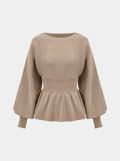 Knitted Peplum Top and Midi Skirt Set