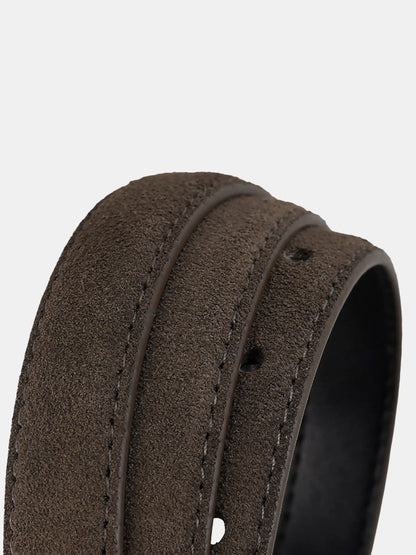 Rectangular Buckle Suede Effect Leather Belt