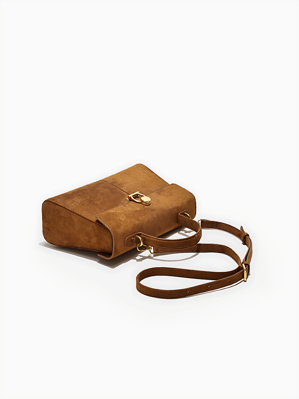 Suede Effect Top-Handle Bag