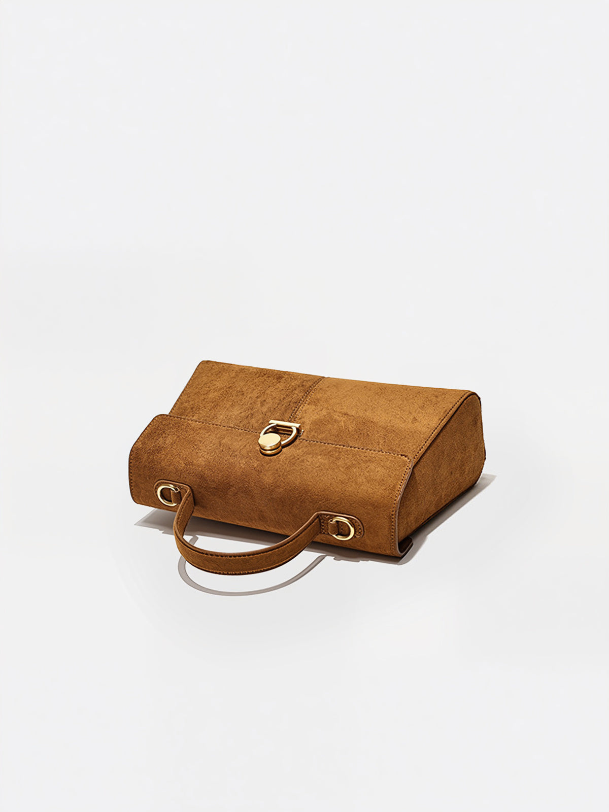 Suede Effect Top-Handle Bag