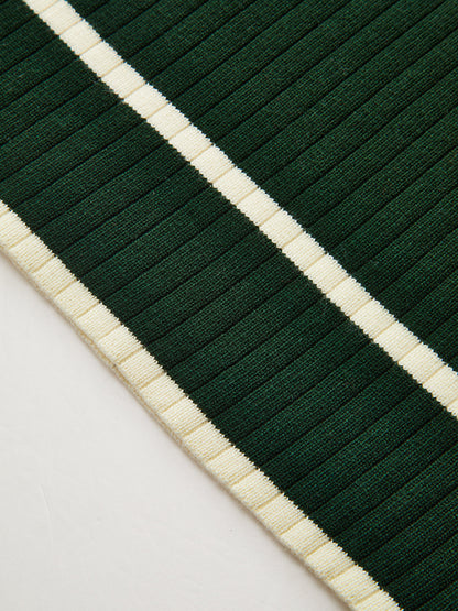 Knitted Contrast Trim Polo Top and Pants Set