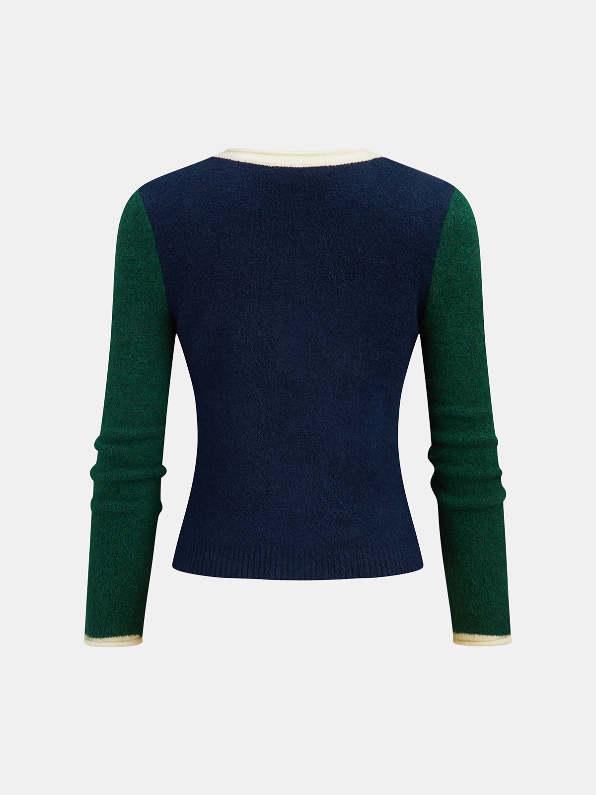 Color Block Button Slim Wool Blend Cardigan