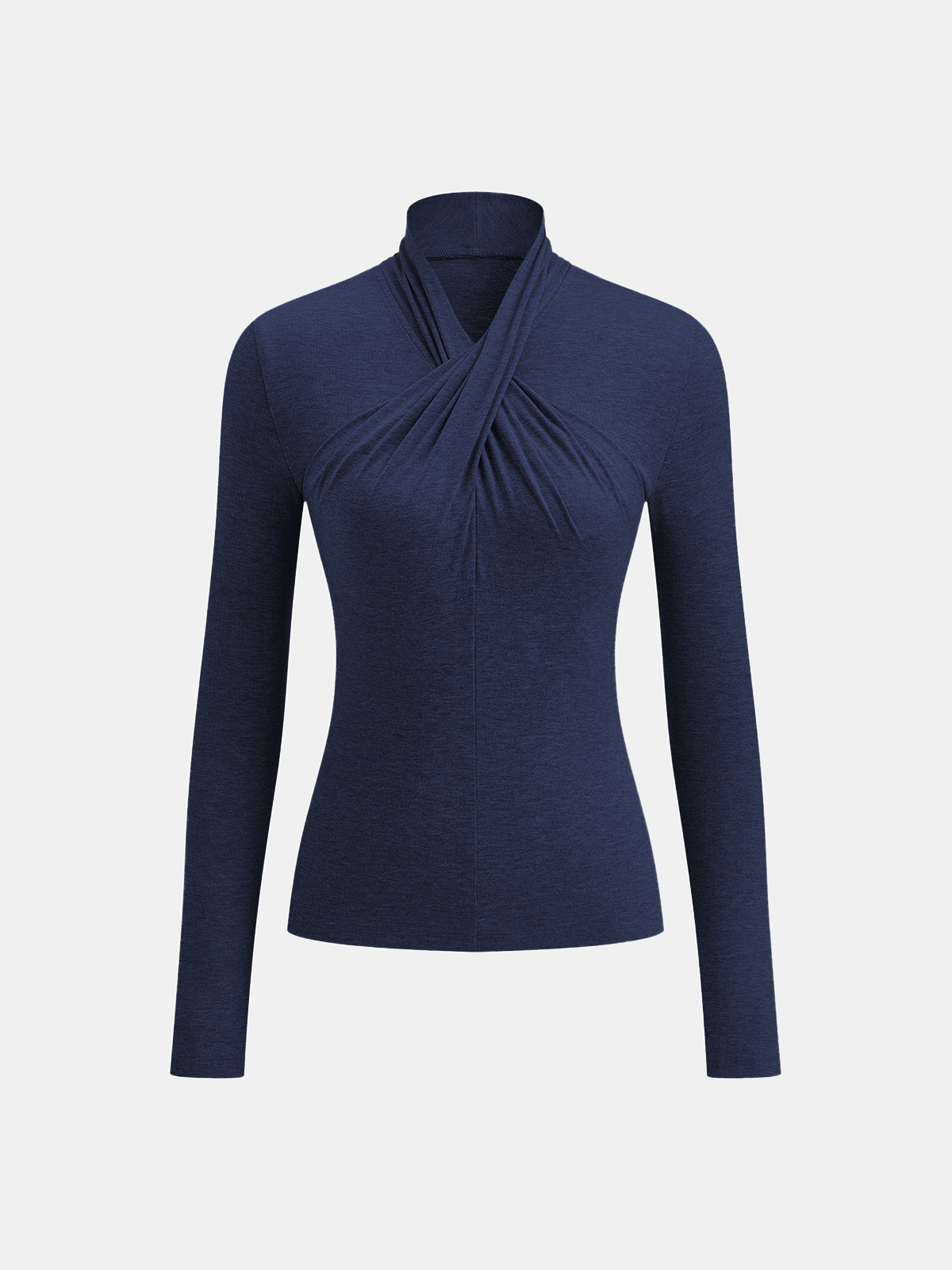 Cross Neck Long Sleeve Knit T-Shirt