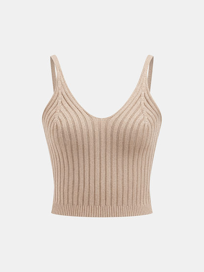 Turtleneck Overlay and Cami Top Knit Two-Piece Set