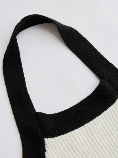 Color-Block Cutout Ribbed Sweater Set