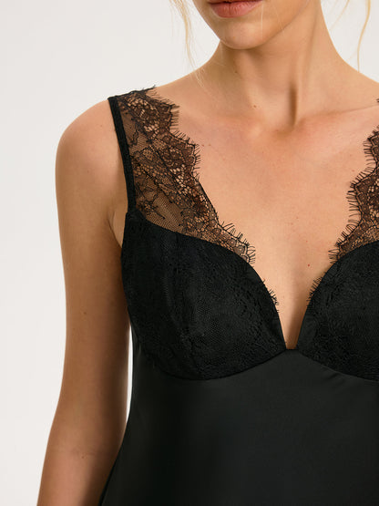 Lace Trim Satin Cami Top