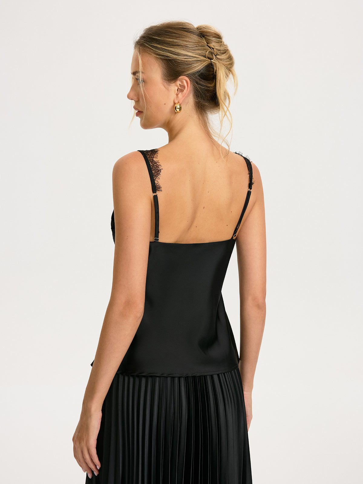 Lace Trim Satin Cami Top