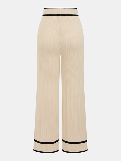 Contrast Trim Polo Top & Drawstring Pant Set