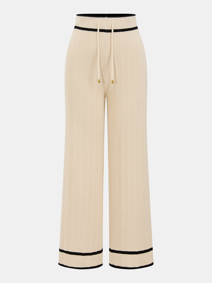 Contrast Trim Polo Top & Drawstring Pant Set