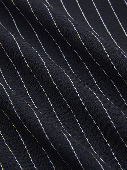 Pinstripe Wrap Top & Wide-Leg Pants Set