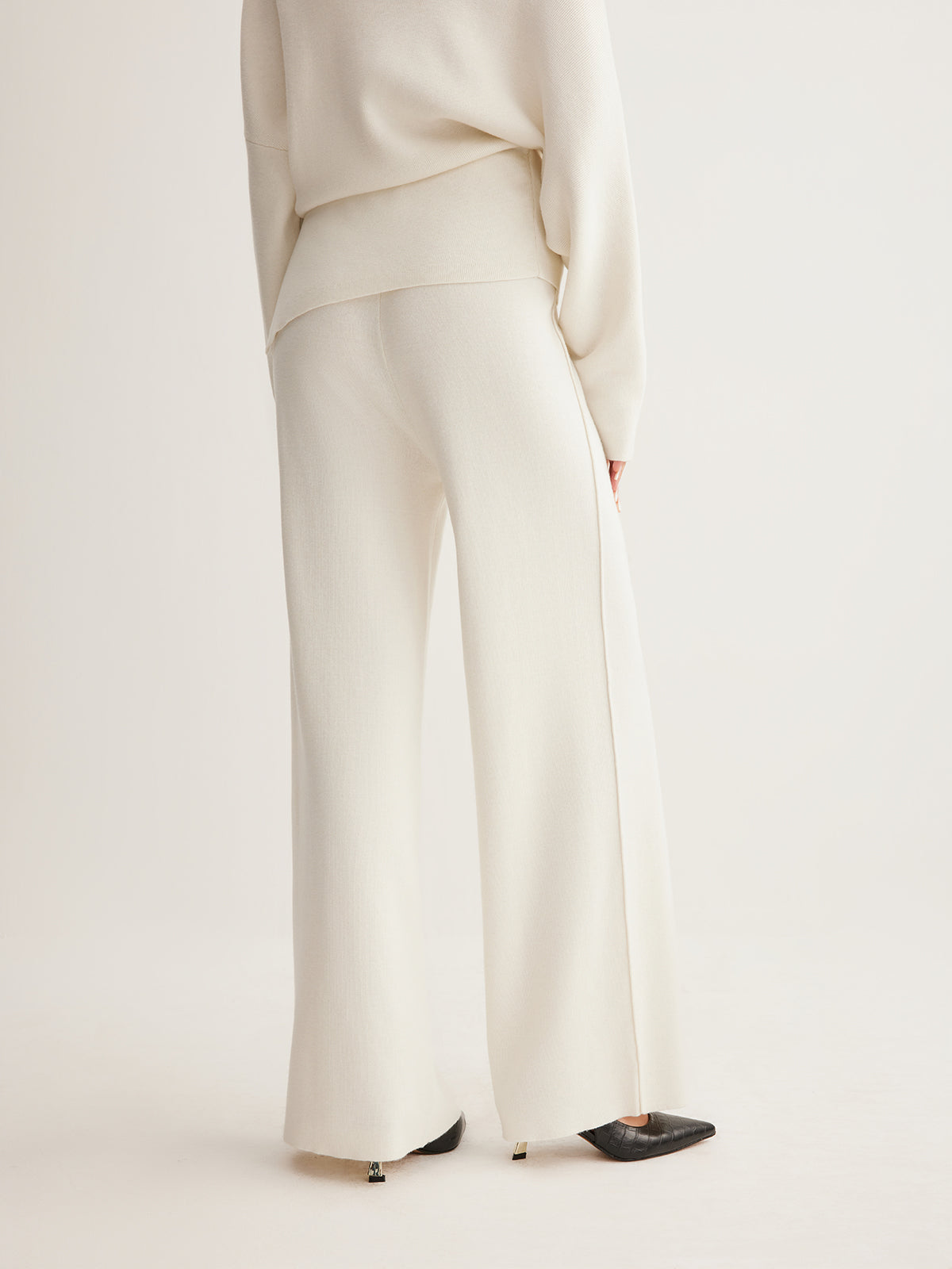 Wool-Blend Asymmetric Sweater & Wide-Leg Pants Set