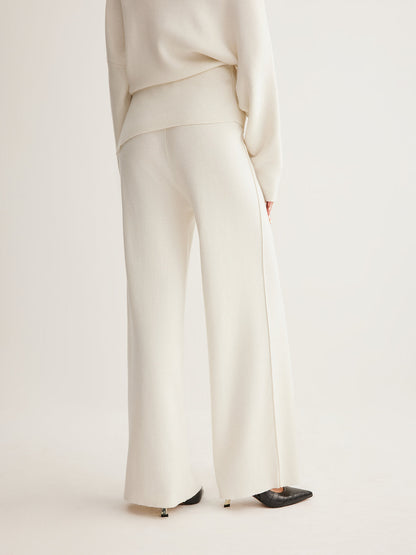 Wool-Blend Asymmetric Sweater & Wide-Leg Pants Set