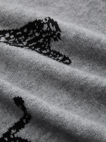Panther Pattern Contrast Trim Knit Vest