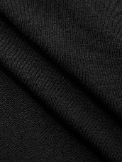 Asymmetric Faux Leather Panel Knit Top