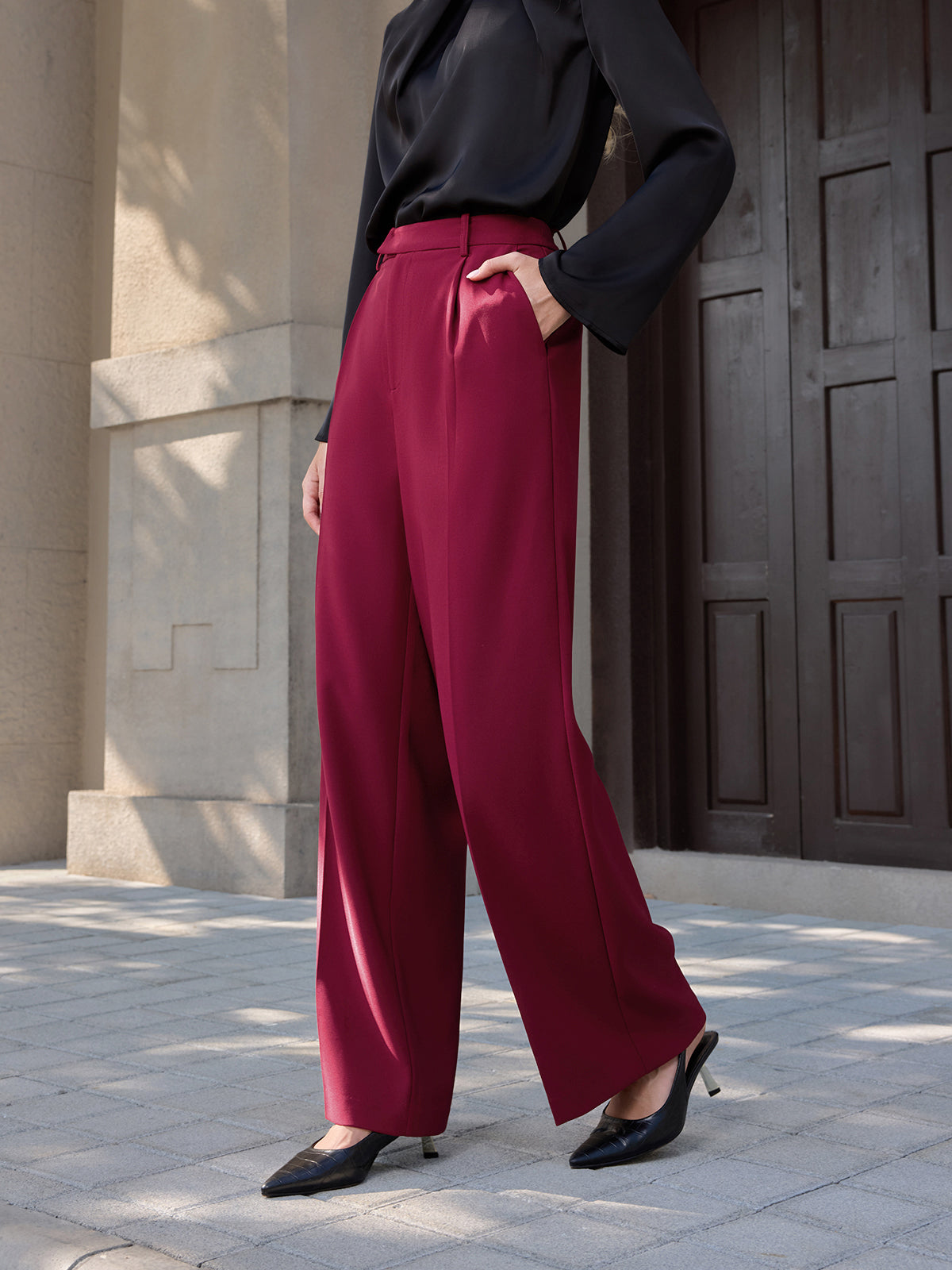 Casual Mid-Waist Straight-Leg Pants
