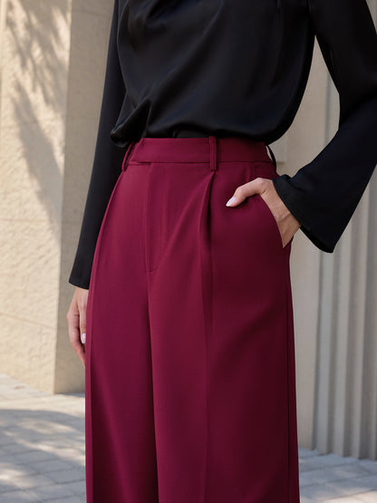 Casual Mid-Waist Straight-Leg Pants