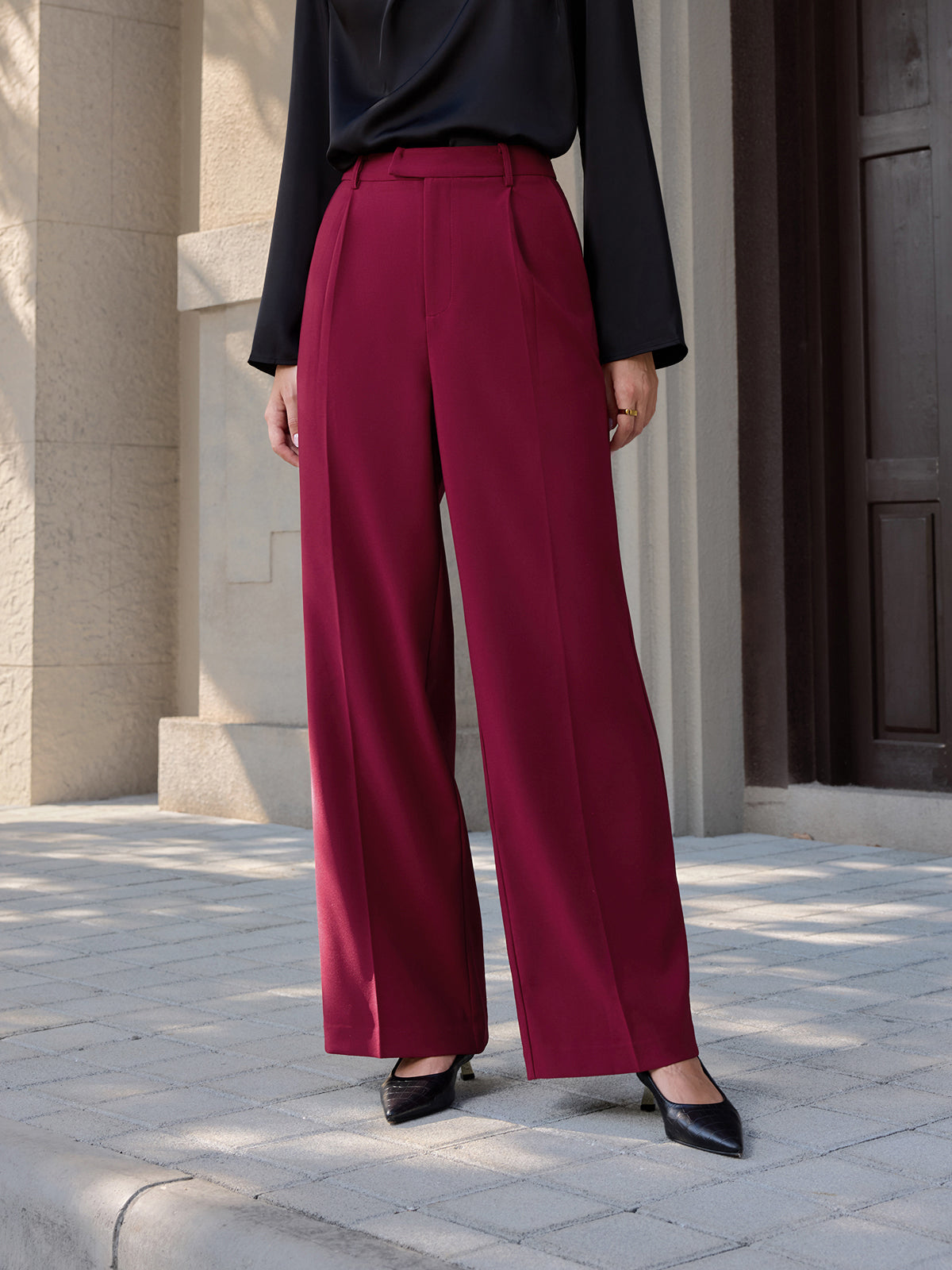 Casual Mid-Waist Straight-Leg Pants